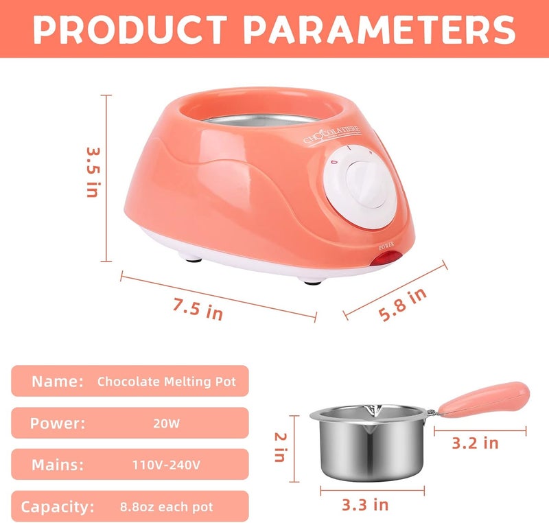 GearRoot Chocolate Melting Pot, Electric Chocolate Melter Warmer Fondue Fountain Melting Pot Kit for Melting Chocolate, Candy, Milk, Butter, Cheese - Image 2